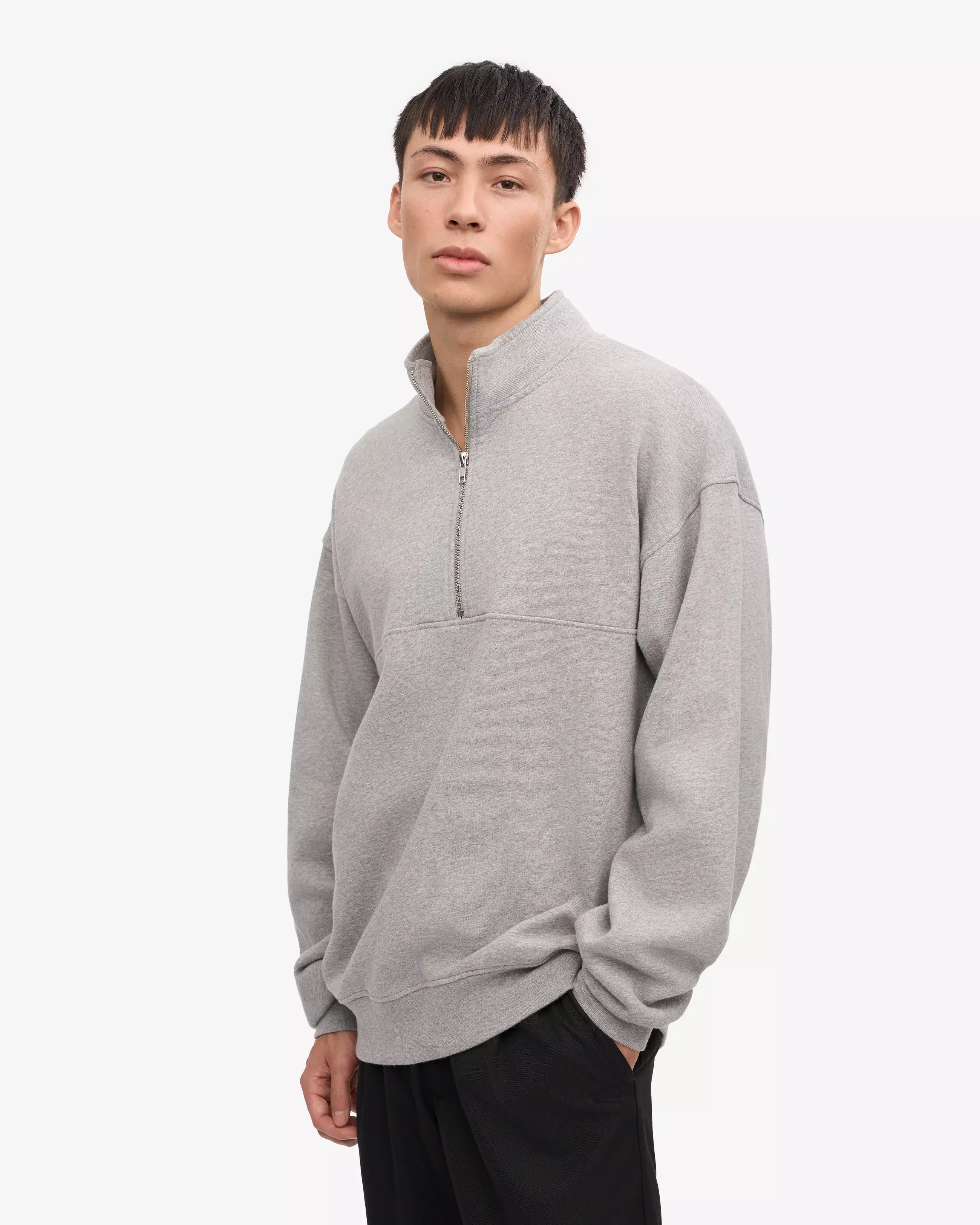 Colorful Standard Heather Grey Organic Quarter Zip Pullover Herren grau